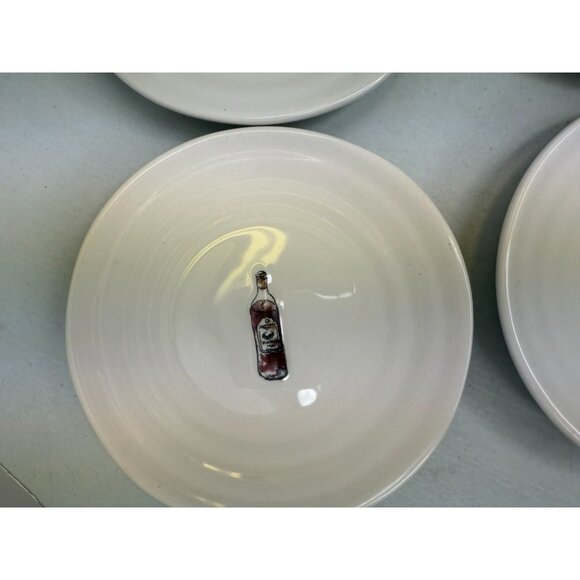Set of 6 Williams Sonoma Wine Theme Raised Bottle Appetizer Plates Canapes 5.25" - Picture 6 of 9